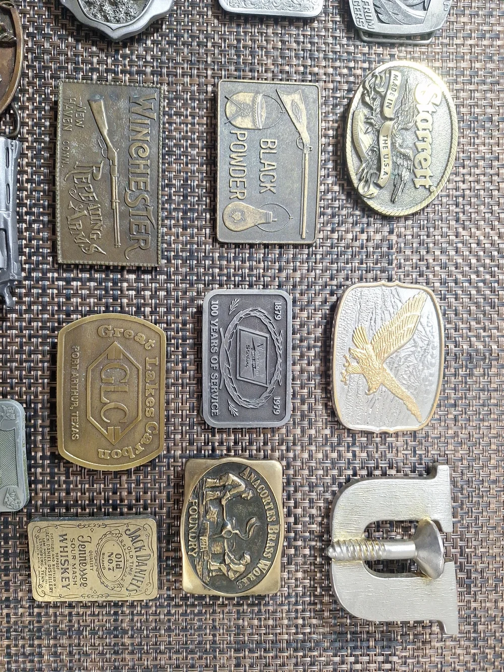 Vintage 19 Belt Buckle Lot-Winchester-Gun-Pistol- Eagle-New YORK-MADE IN USA-JD